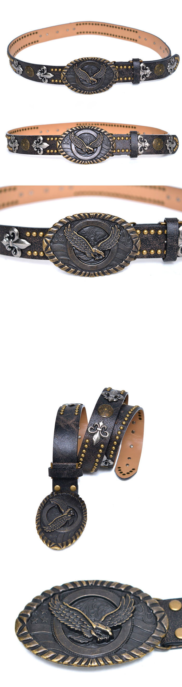 Accessories Belts Last 1) Big Brass Eagle Buckle Multi StudsBelt